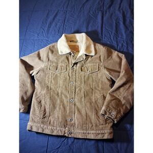 Old Navy Heavy Denim Brown Sherpa Lined Jacket Size Large